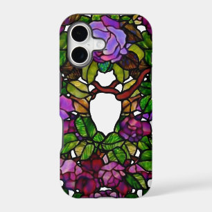 Vintage Tiffany Stained Glass Purple Roses