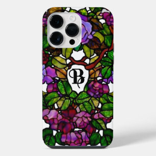 Vintage Tiffany Stained Glass Purple Roses iPhone 14 Pro Max Case