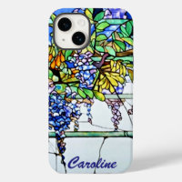 Vintage Tiffany Stained Glass Wisteria Floral Art