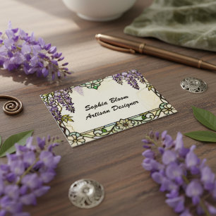 Vintage Tiffany-Style Wisteria Stained Glass  Business Card
