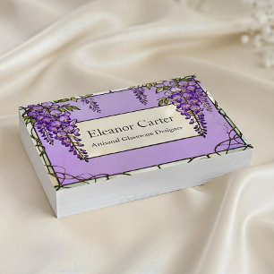 Vintage Tiffany-Style Wisteria Stained Glass  Business Card
