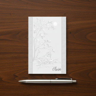 Vintage Tiger Art Post-it notes with Custom Name