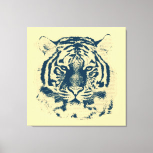 Vintage Tiger Face Close Up Canvas Print