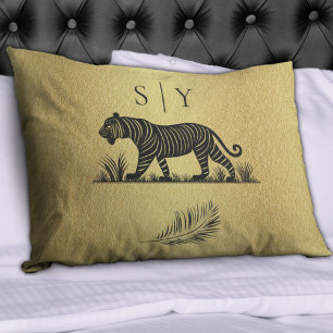  Vintage Tiger Gold Monogram Personalised Pillowcase
