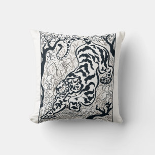 Vintage Tiger In The Jungle Art Cushion