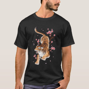 Vintage Tiger Japanese Cherry Blossom Flower T-Shirt