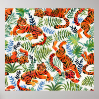 Vintage Tiger Jungle Watercolor