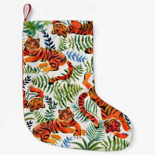 Vintage Tiger Jungle Watercolor Small Christmas Stocking