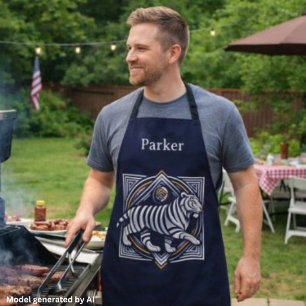 Vintage Tiger Navy Blue Apron