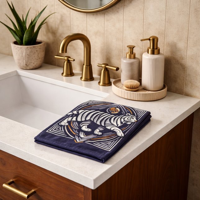Vintage Tiger Navy Blue Bath Towel Set (Creator Uploaded)