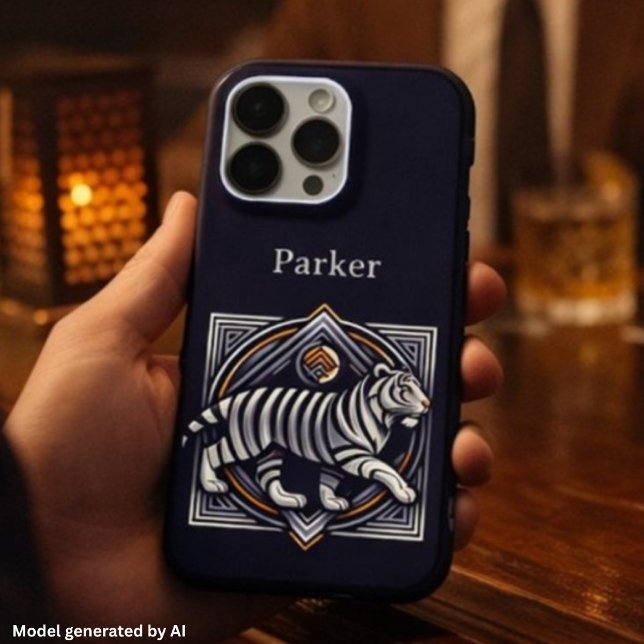 Vintage Tiger Navy Blue iPhone Case (Creator Uploaded)
