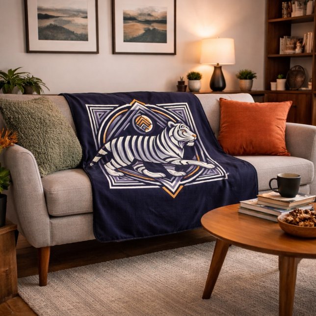 Vintage Tiger Navy Blue Sherpa Blanket (Creator Uploaded)