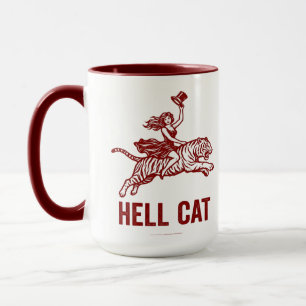 Vintage Tiger Rider Hell Cat Retro Linocut Graphic Mug