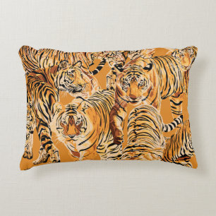 Vintage Tiger Safari Wildlife Pattern Decorative Cushion