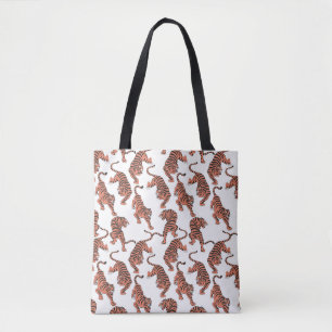 Vintage tigers, hand-drawn seamless pattern. tote bag