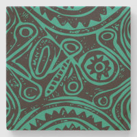 Vintage Tiki Pattern Green and Black