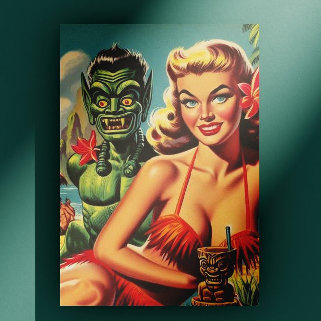 Vintage Tiki Pin Up Postcard (Creator Uploaded)