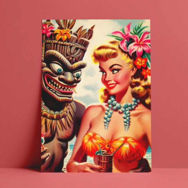Vintage Tiki Pin-up Postcard (Creator Uploaded)