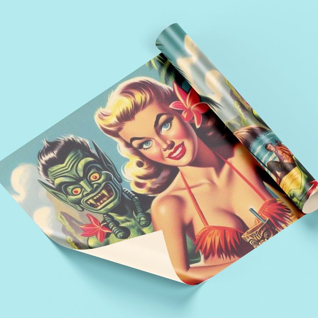 Vintage Tiki Pin Up Wrapping Paper (Creator Uploaded)