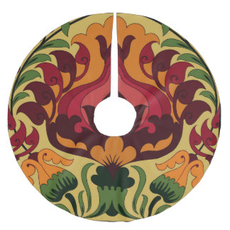 Vintage tile, Art Nouveau decor. Brushed Polyester Tree Skirt