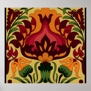 Vintage tile, Art Nouveau decor. Poster