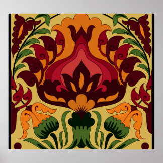 Vintage tile, Art Nouveau decor. Poster