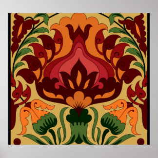 Vintage tile, Art Nouveau decor. Poster