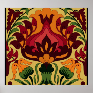 Vintage tile, Art Nouveau decor. Poster