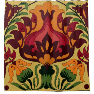 Vintage tile, Art Nouveau decor. Shower Curtain