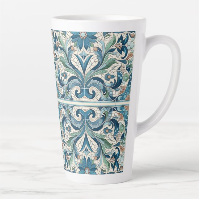 Vintage Tile Foliage Design  Latte Mug (Right)