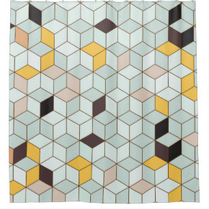 Vintage tiles background designed from geometric s shower curtain