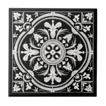 Vintage Tiles, Black and White, Old Tile Pattern