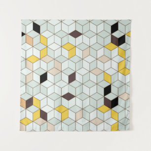 Vintage tiles, geometric black white pattern. tapestry