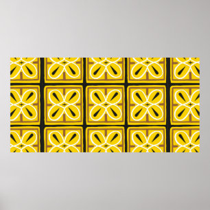Vintage tiles, illustration pattern poster