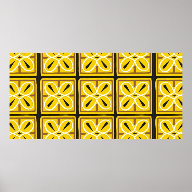 Vintage tiles, illustration pattern  poster (Front)