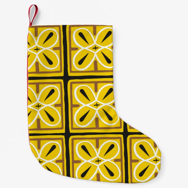 Vintage tiles, illustration pattern  small christmas stocking (Front)