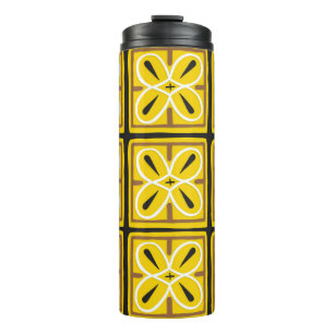 Vintage tiles illustration pattern thermal tumbler