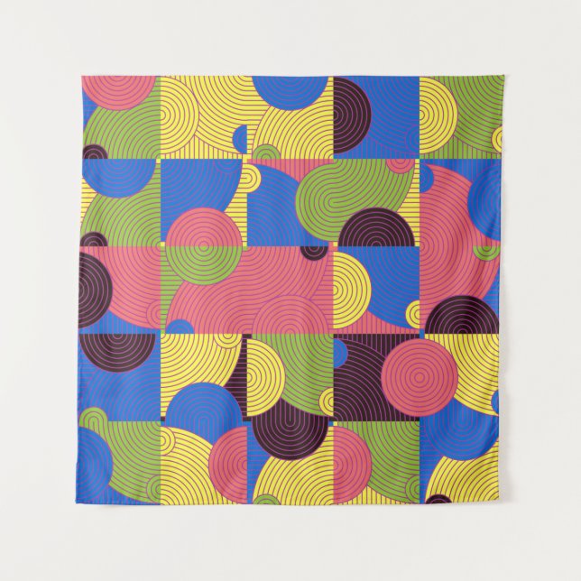 Vintage tiles pattern, abstract seamless backgroun tapestry (Front)