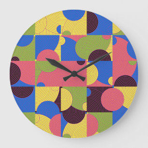 Vintage Tiles Retro 1960s Pattern Large Clock