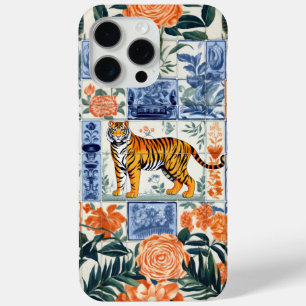 Vintage Tiles Tiger in the Painted Garden iPhone 15 Pro Max Case