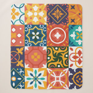 Vintage tiles Vintage background. Traditional geom Sherpa Blanket