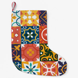 Vintage tiles Vintage background. Traditional geom Small Christmas Stocking
