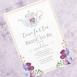 Vintage Time For Tea Floral Bridal Shower Invitation