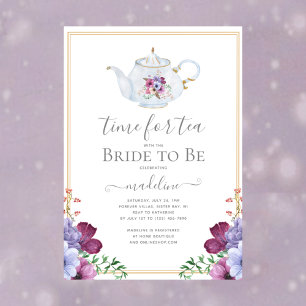 Vintage Time For Tea Floral Bridal Shower Invitation
