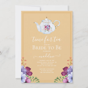 Vintage Time For Tea Floral Bridal Shower Invitation