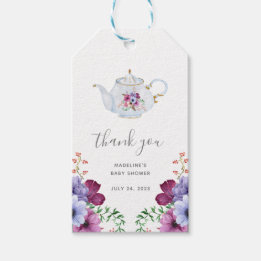 Vintage Time For Tea Floral Bridal Thank You Gift Tags