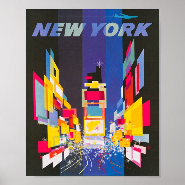 Vintage Time Square Travel Poster (Front)