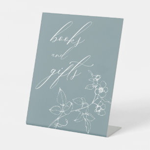 Vintage Timeless Floral Baby Shower Books Gifts Pedestal Sign