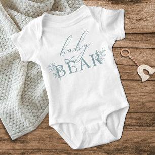 Vintage Timeless Floral Blue Baby Bear Baby Bodysuit