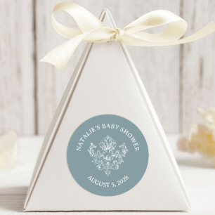 Vintage Timeless Floral Blue Baby Shower Classic Round Sticker